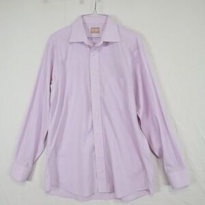 Gitman Bros Shirt Mens 16-34 Business Casual Button Up Purple Check Long Sleeve